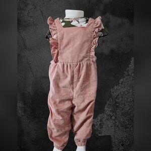 Dusty Rose Corduroy Pinafore Style Overalls-Free Undershirt